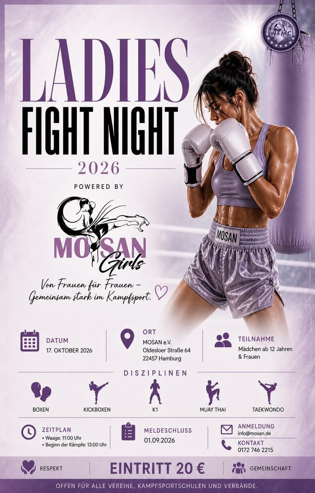 Ladies Fight Night 2026 powered by MOSAN Girls – Flyer